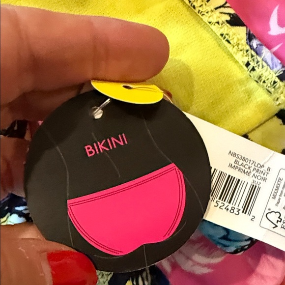 NoBo 2 Piece Bikini, Neon Yellow top, Neon Yellow & Blue Butterfly Bottoms Sz M - Picture 5 of 5